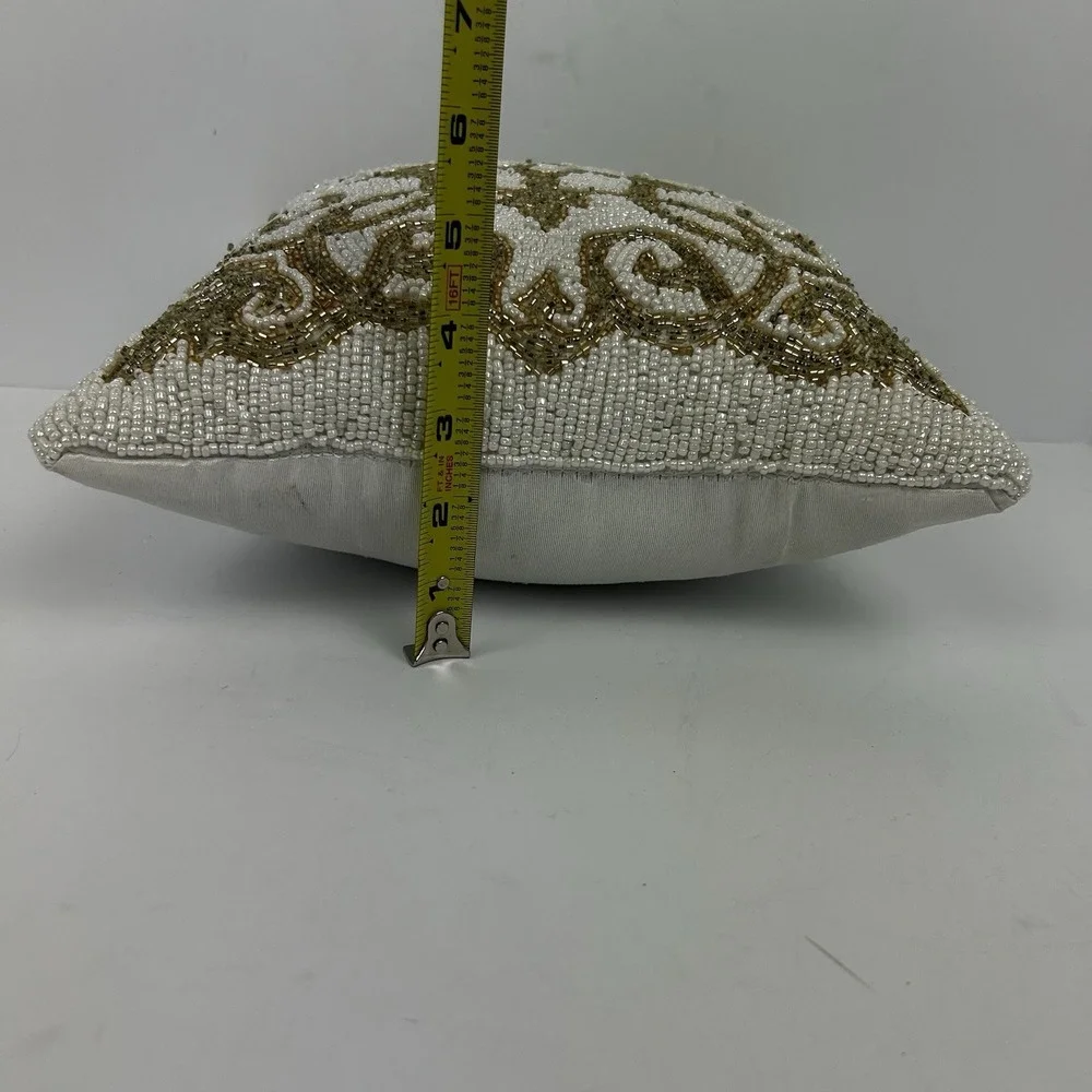 Bohemian Ethnic Beaded Intricate Art Nouveau Pillow Bed Home Decor Gold 11